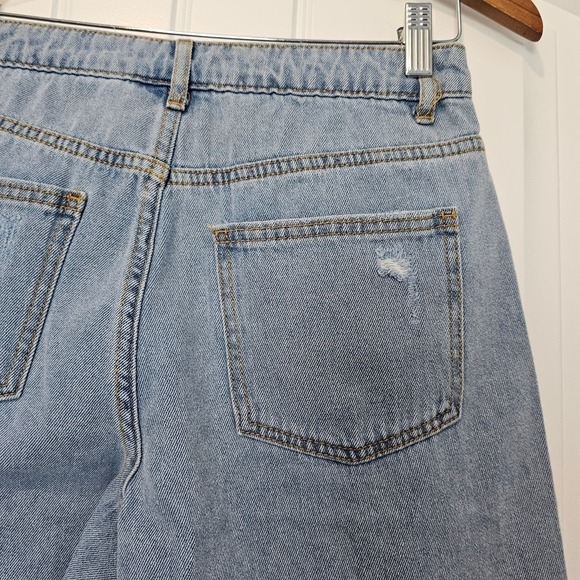 Future Collective Denim Shorts Womens Size 2 Medium Wash High Rise Distressed - Picture 7 of 12